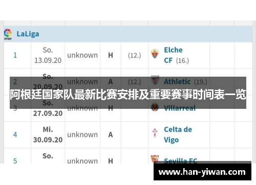 阿根廷国家队最新比赛安排及重要赛事时间表一览