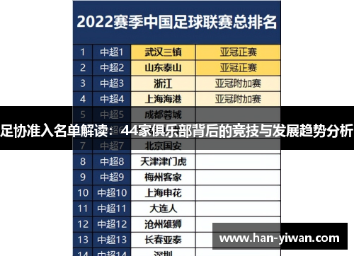 足协准入名单解读：44家俱乐部背后的竞技与发展趋势分析